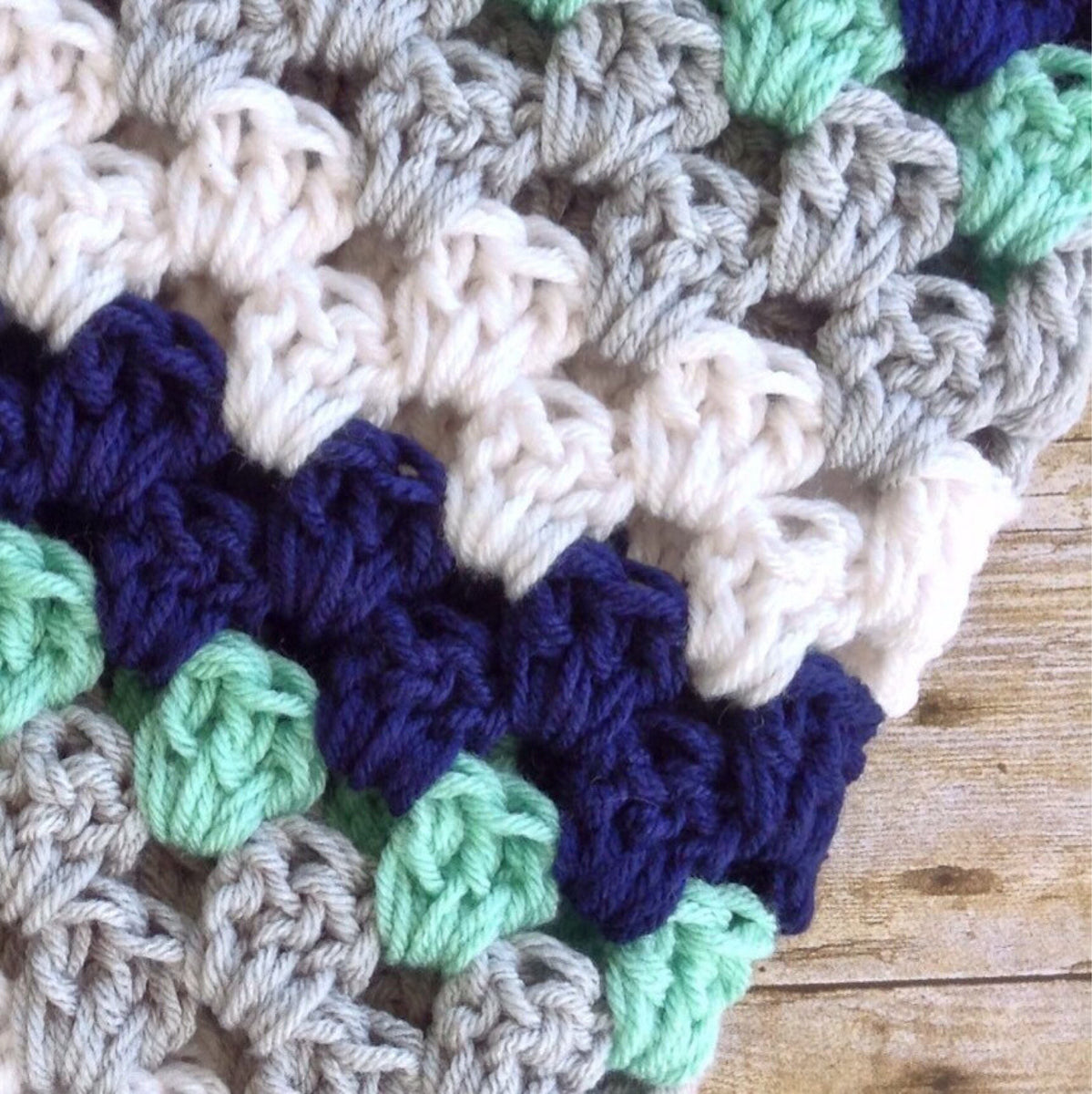 Navy and discount white crochet blanket