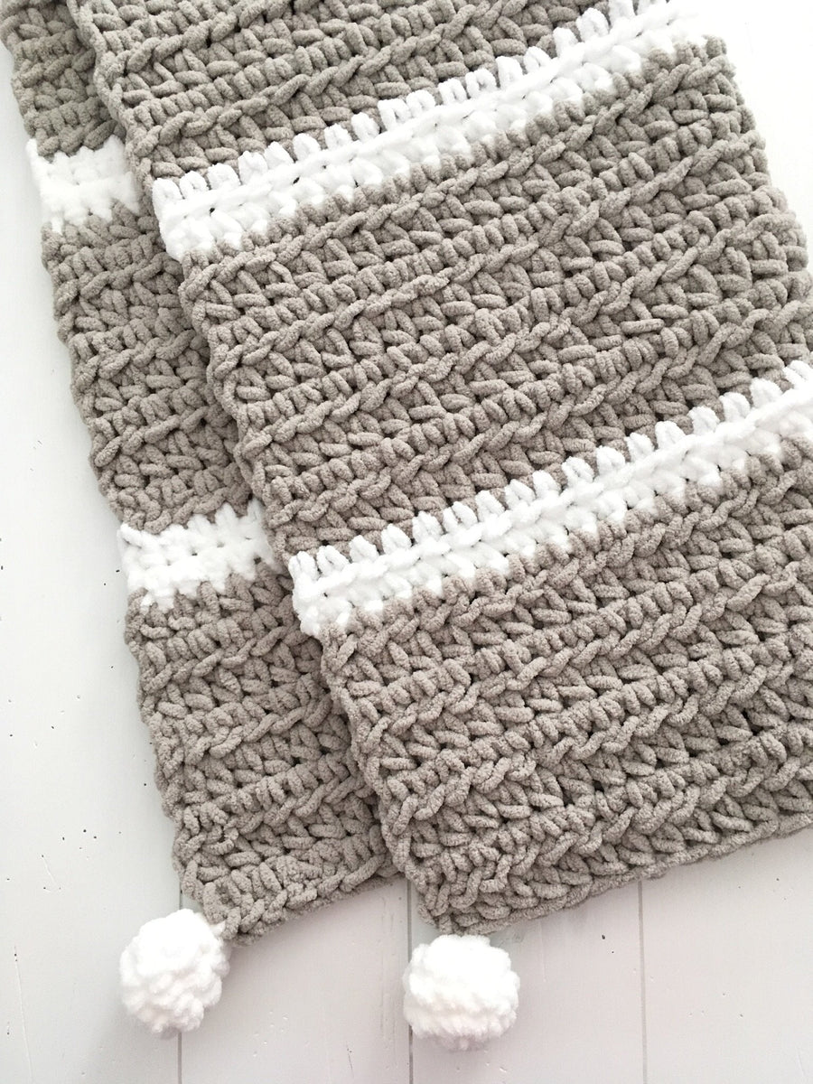 Handmade Baby Gift Grey and White Chunky Modern Crochet Baby