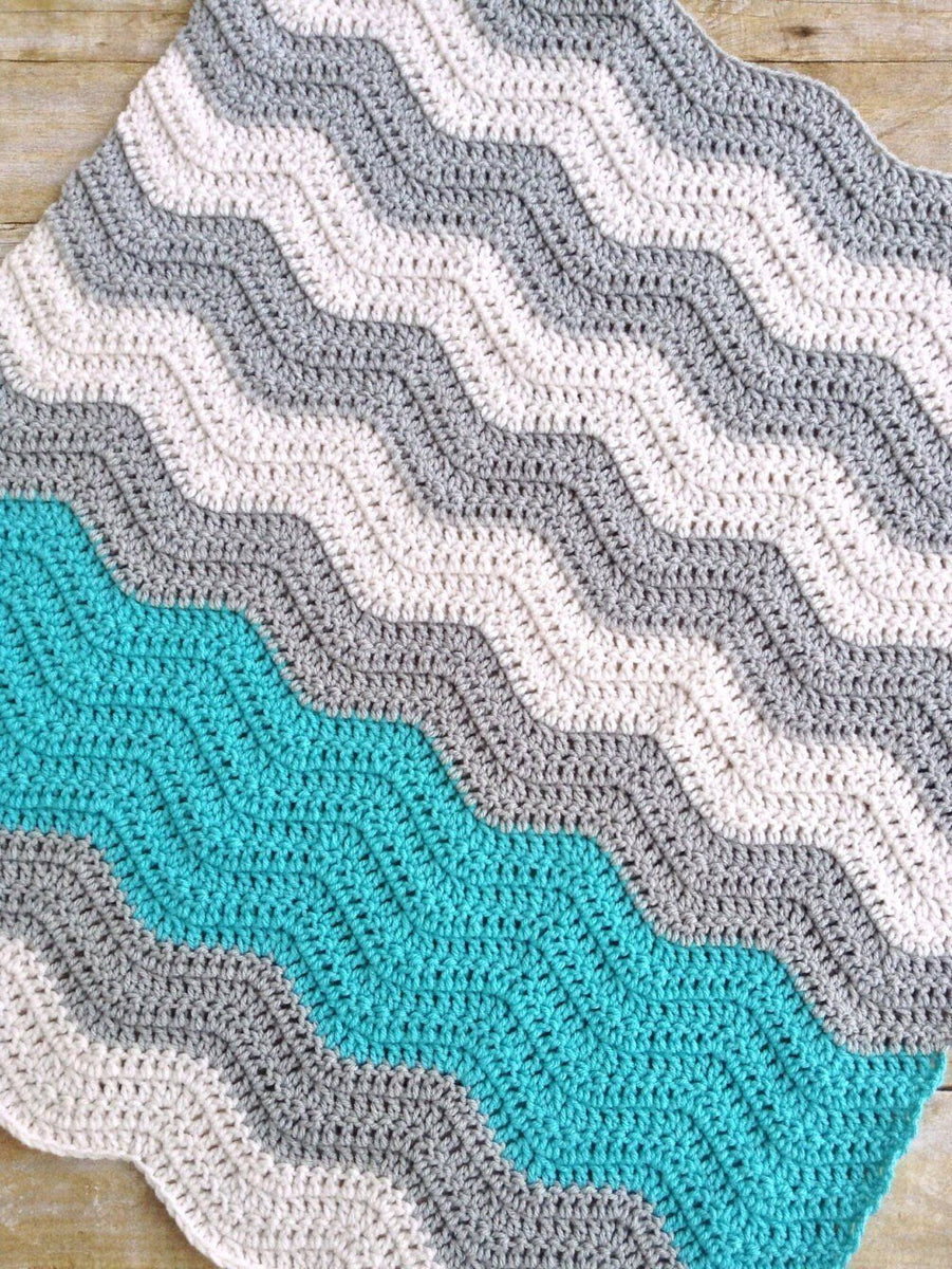 Handmade Baby Gift | Handmade Baby Boy Blanket | Aqua, Grey and White ...